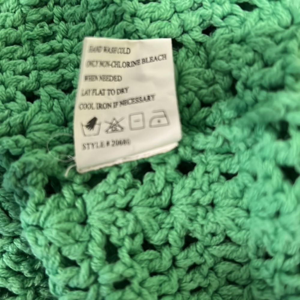 One Girl Who Anthropologie Green Crochet Ruffle Scalloped Draped Cardigan - M - Picture 11 of 12